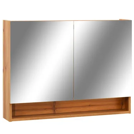 Armoire à miroir de salle de bain LED Chêne 80x15x60 cm MDF 2
