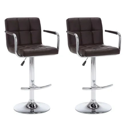 Tabourets de bar lot de 2 marron similicuir 2