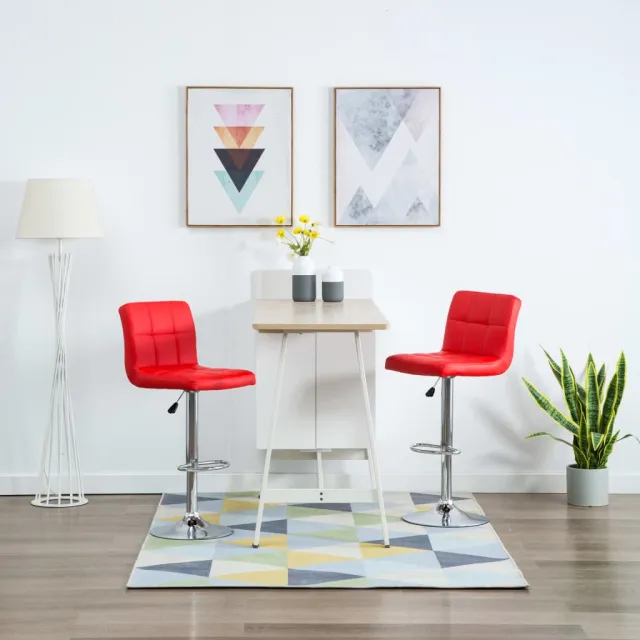 Tabourets de bar lot de 2 rouge similicuir