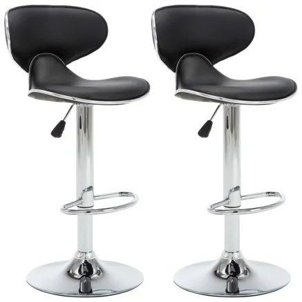 Tabourets de bar 2 pcs noir similicuir 2