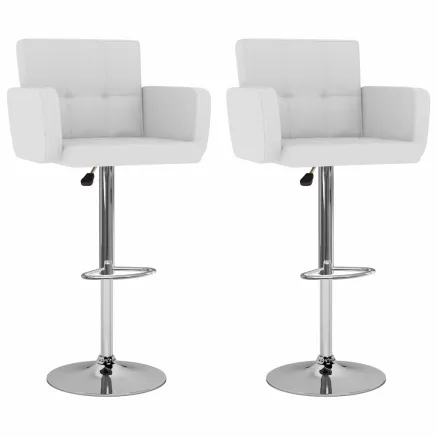 Tabourets de bar lot de 2 blanc similicuir