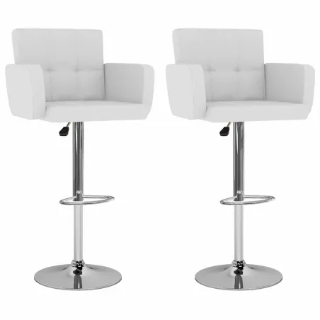 Tabourets de bar lot de 2 blanc similicuir