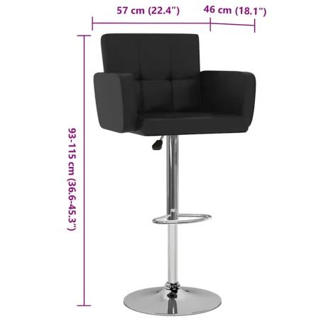 Tabourets de bar lot de 2 noir similicuir