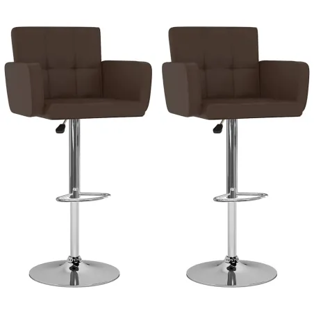 Tabourets de bar lot de 2 marron similicuir