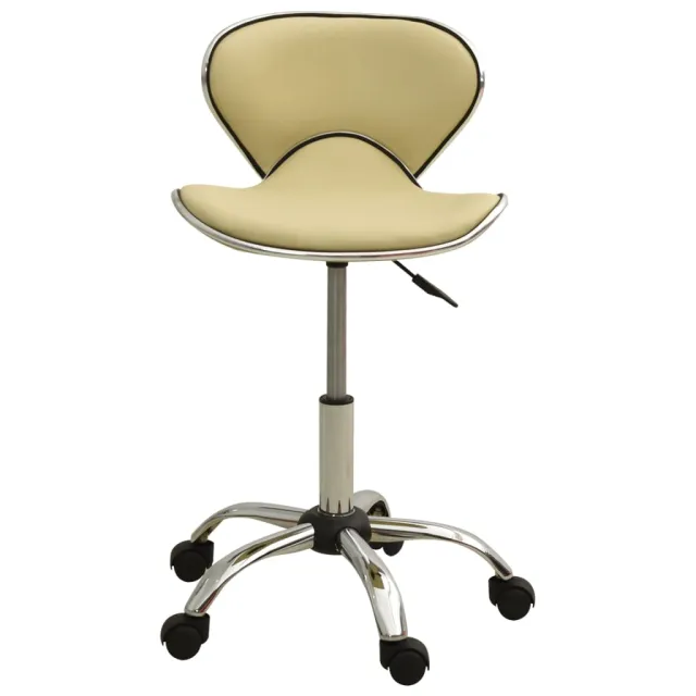 323677  Salon Spa Stool Cream Faux Leather