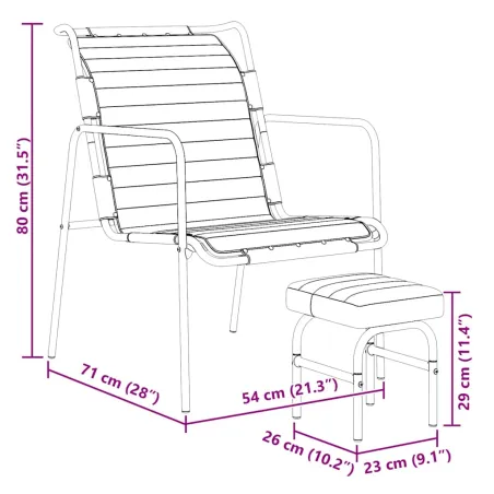 Fauteuil de relaxation avec repose-pied Noir Cuir véritable