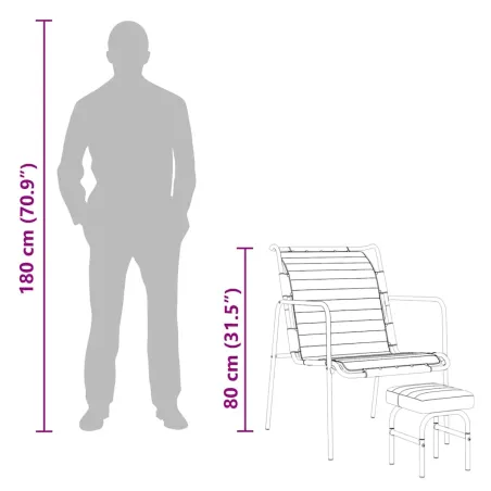 Fauteuil de relaxation avec repose-pied Noir Cuir véritable