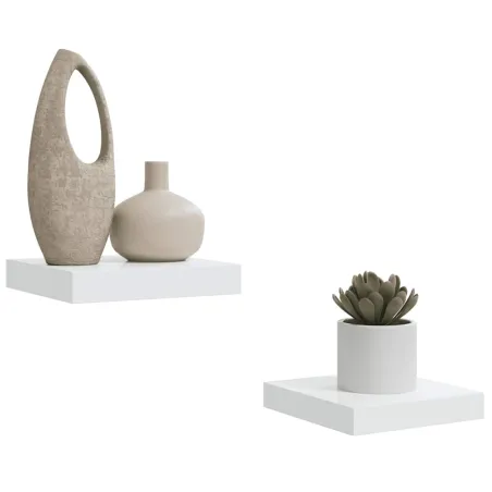 Étagère murale flottante 2 pcs Blanc brillant 23x23,5x3,8cm MDF