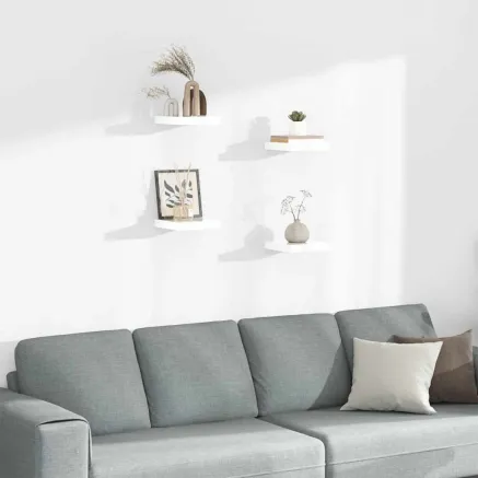 Étagère murale flottante 4 pcs Blanc brillant 23x23,5x3,8cm MDF