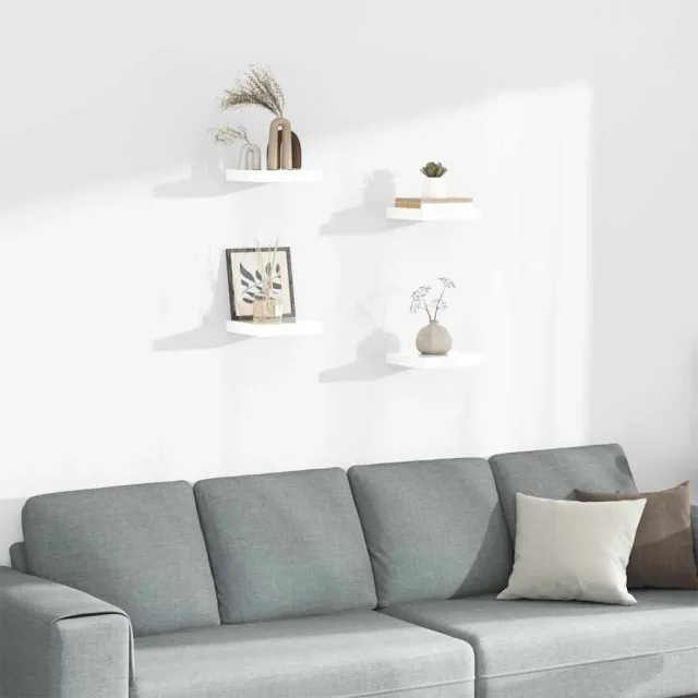 Étagère murale flottante 4 pcs Blanc brillant 23x23,5x3,8cm MDF