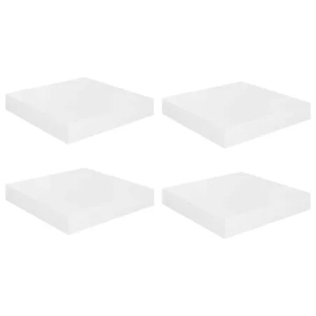 Étagère murale flottante 4 pcs Blanc brillant 23x23,5x3,8cm MDF