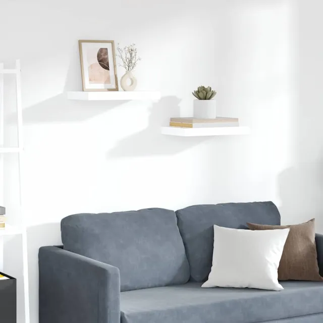 Étagère murale flottante 2 pcs Blanc brillant 40x23x3,8 cm MDF