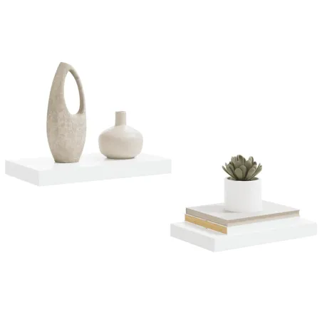 Étagère murale flottante 2 pcs Blanc brillant 40x23x3,8 cm MDF