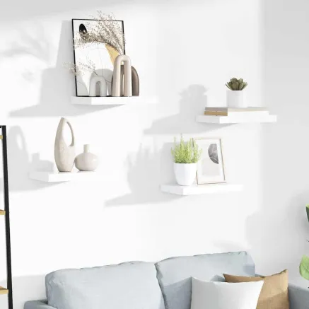 Étagère murale flottante 4 pcs Blanc brillant 40x23x3,8 cm MDF