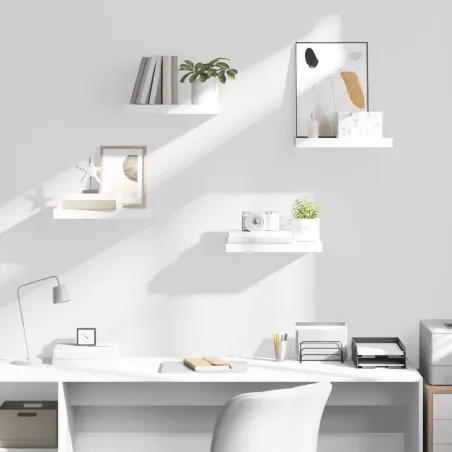 Étagère murale flottante 4 pcs Blanc brillant 40x23x3,8 cm MDF
