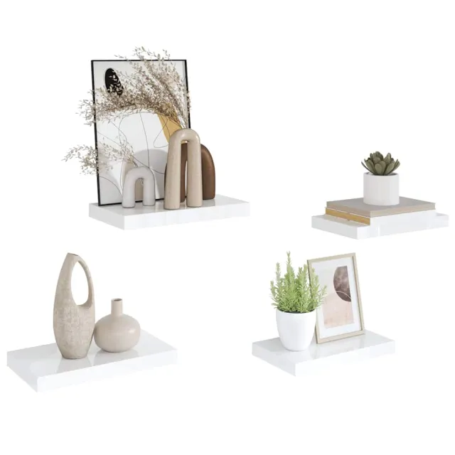 Étagère murale flottante 4 pcs Blanc brillant 40x23x3,8 cm MDF