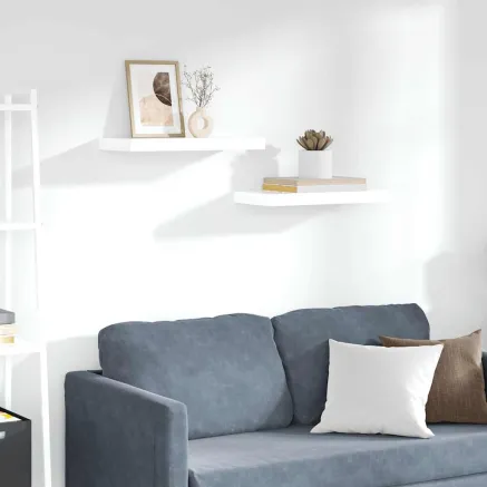 Étagère murale flottante 2 pcs Blanc brillant 50x23x3,8 cm MDF