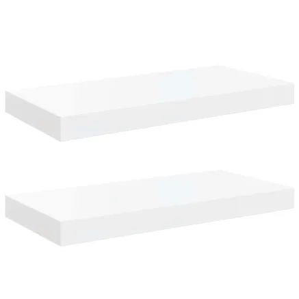 Étagère murale flottante 2 pcs Blanc brillant 50x23x3,8 cm MDF 2