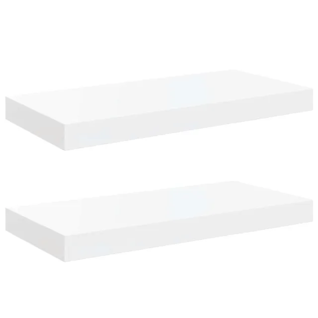 Étagère murale flottante 2 pcs Blanc brillant 50x23x3,8 cm MDF