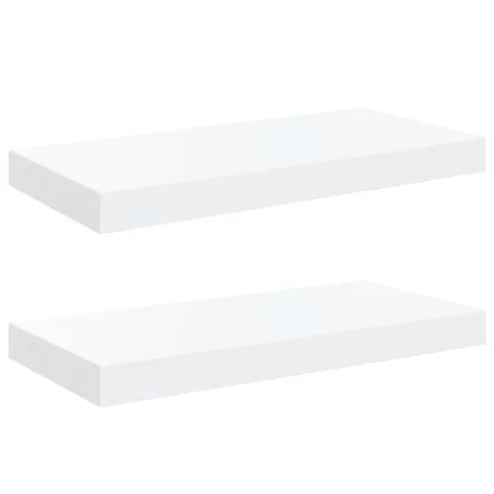 Étagère murale flottante 2 pcs Blanc brillant 50x23x3,8 cm MDF