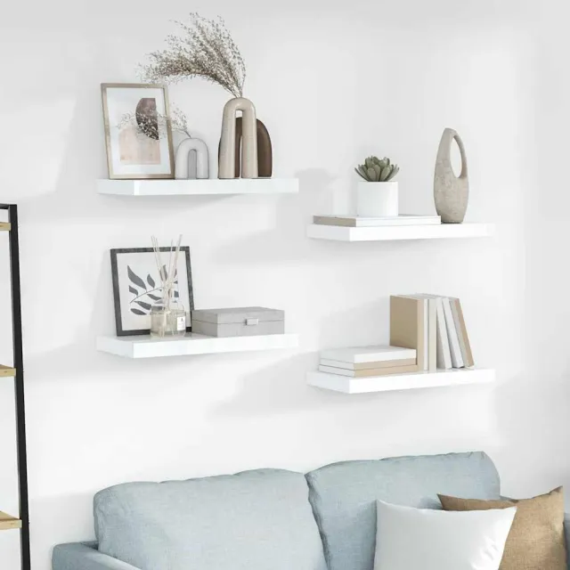 Étagère murale flottante 4 pcs Blanc brillant 50x23x3,8 cm MDF