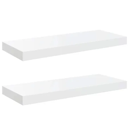 Étagère murale flottante 2 pcs Blanc brillant 60x23,5x3,8cm MDF