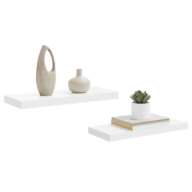 Étagère murale flottante 2 pcs Blanc brillant 60x23,5x3,8cm MDF