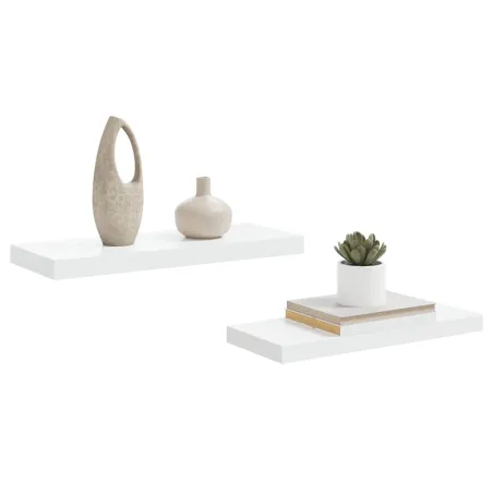 Étagère murale flottante 2 pcs Blanc brillant 60x23,5x3,8cm MDF