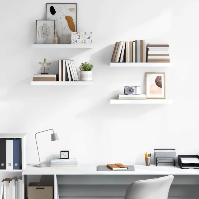 Étagère murale flottante 4 pcs Blanc brillant 60x23,5x3,8cm MDF