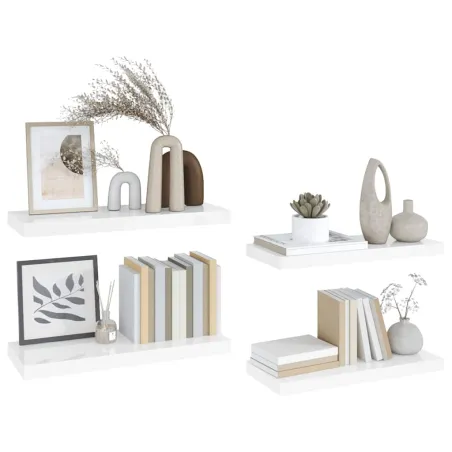 Étagère murale flottante 4 pcs Blanc brillant 60x23,5x3,8cm MDF