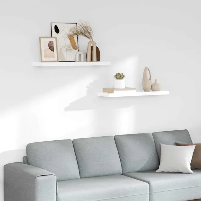 Étagère murale flottante 2 pcs Blanc brillant 80x23,5x3,8cm MDF