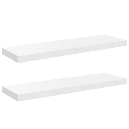 Étagère murale flottante 2 pcs Blanc brillant 80x23,5x3,8cm MDF 2