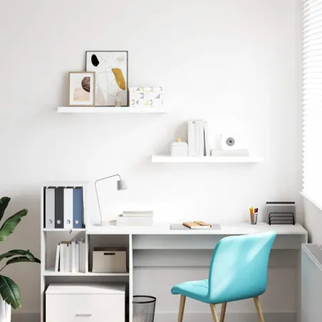 Étagère murale flottante 2 pcs Blanc brillant 80x23,5x3,8cm MDF