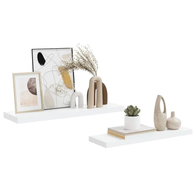Étagère murale flottante 2 pcs Blanc brillant 80x23,5x3,8cm MDF