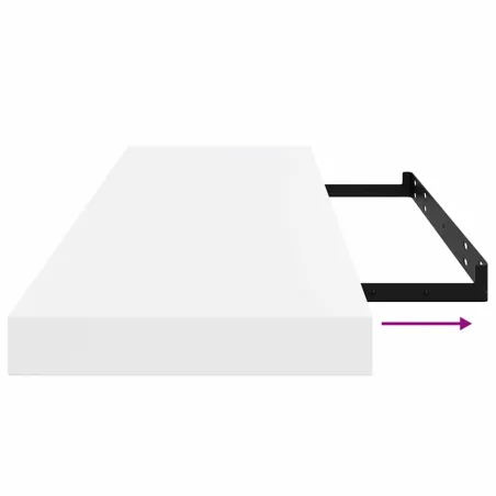 Étagère murale flottante 2 pcs Blanc brillant 80x23,5x3,8cm MDF