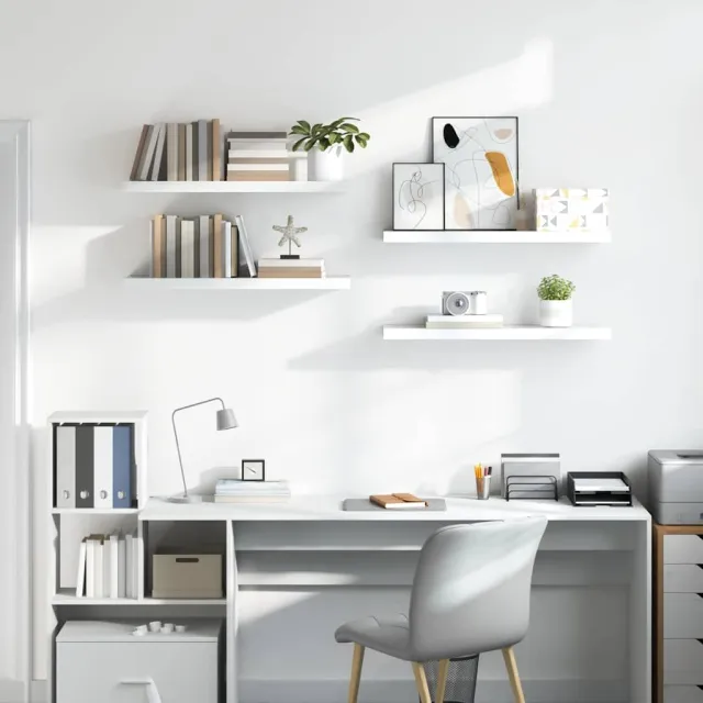Étagère murale flottante 4 pcs Blanc brillant 80x23,5x3,8cm MDF