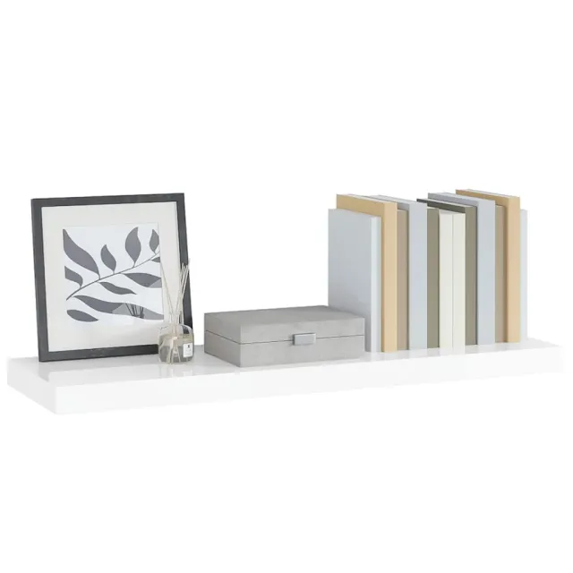 Étagère murale flottante Blanc brillant 90x23,5x3,8 cm MDF