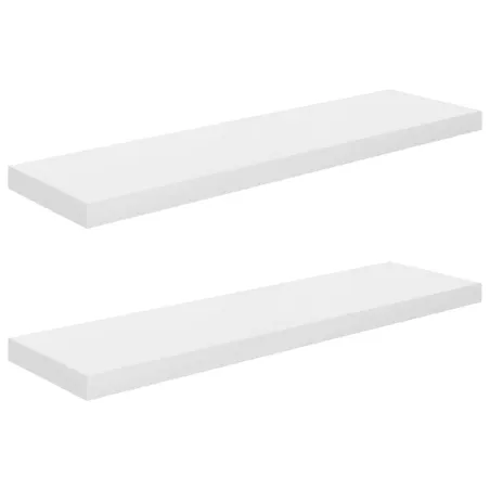 Étagère murale flottante 2 pcs Blanc brillant 90x23,5x3,8cm MDF