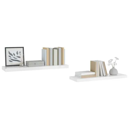 Étagère murale flottante 2 pcs Blanc brillant 90x23,5x3,8cm MDF