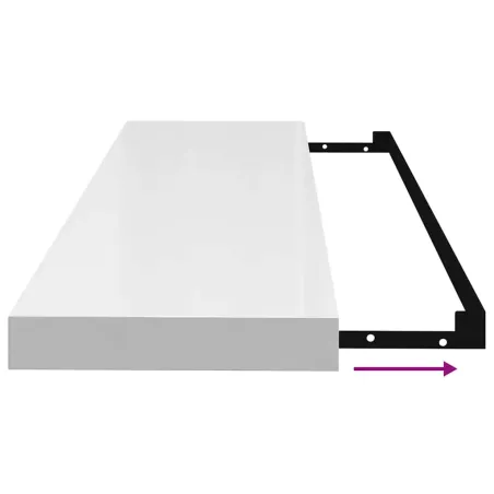 Étagère murale flottante 2 pcs Blanc brillant 90x23,5x3,8cm MDF