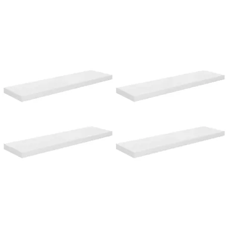 Étagère murale flottante 4 pcs Blanc brillant 90x23,5x3,8cm MDF