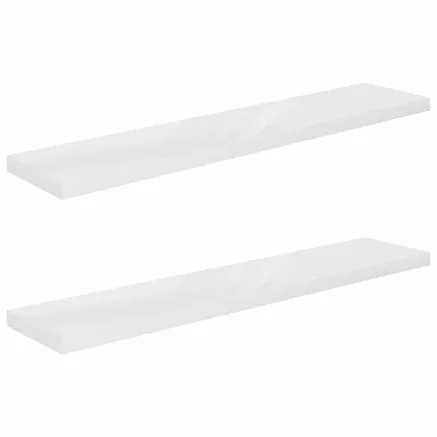 Étagère murale flottante 2pcs Blanc brillant 120x23,5x3,8cm MDF 2