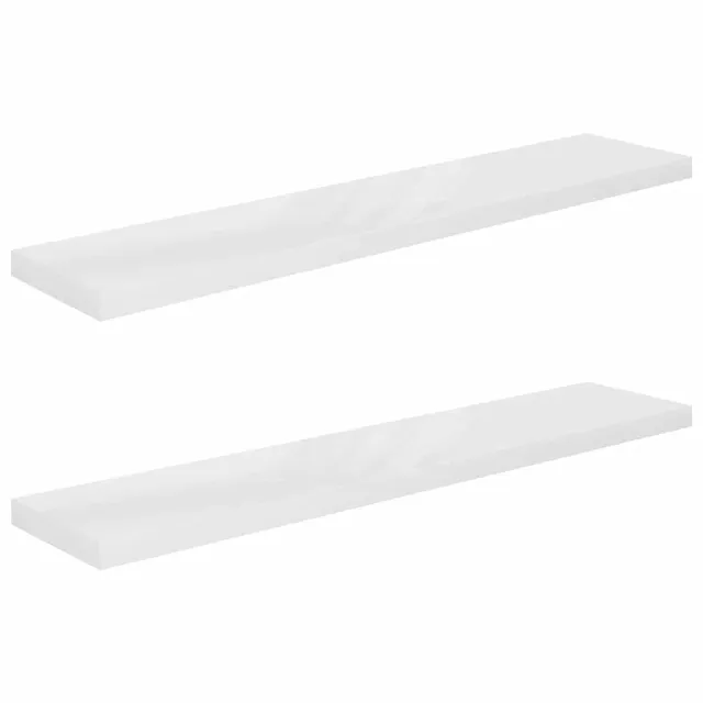 Étagère murale flottante 2pcs Blanc brillant 120x23,5x3,8cm MDF