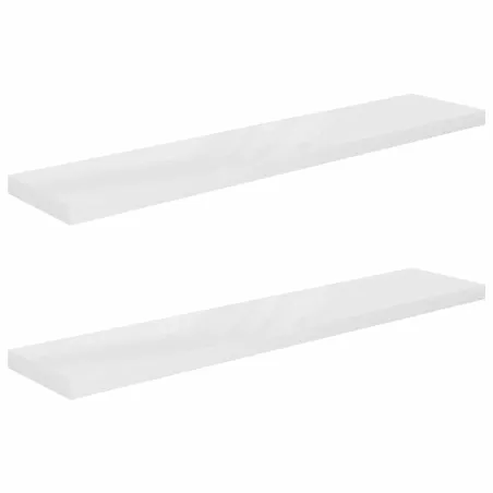 Étagère murale flottante 2pcs Blanc brillant 120x23,5x3,8cm MDF