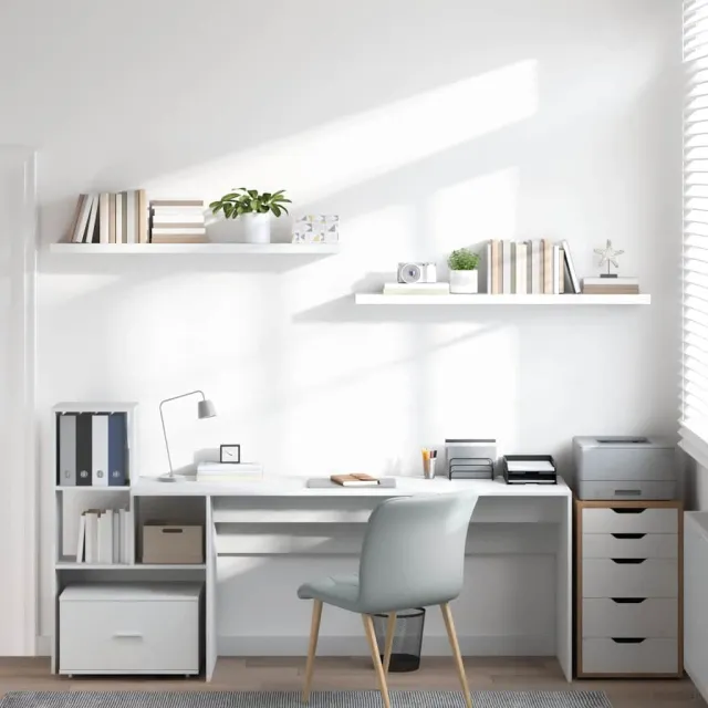 Étagère murale flottante 2pcs Blanc brillant 120x23,5x3,8cm MDF