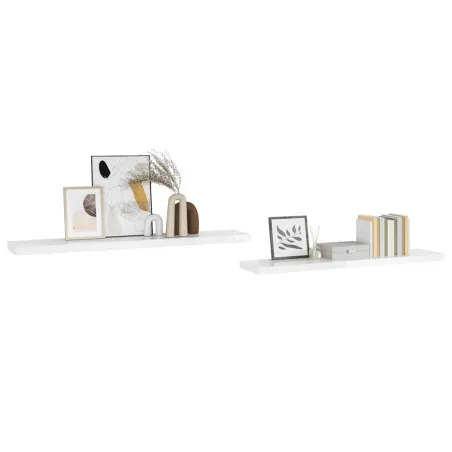 Étagère murale flottante 2pcs Blanc brillant 120x23,5x3,8cm MDF