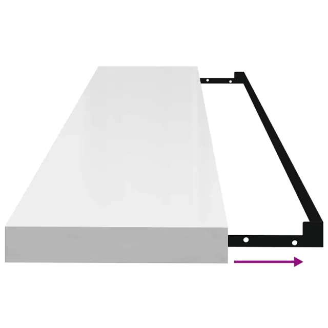 Étagère murale flottante 2pcs Blanc brillant 120x23,5x3,8cm MDF