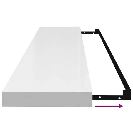 Étagère murale flottante 2pcs Blanc brillant 120x23,5x3,8cm MDF