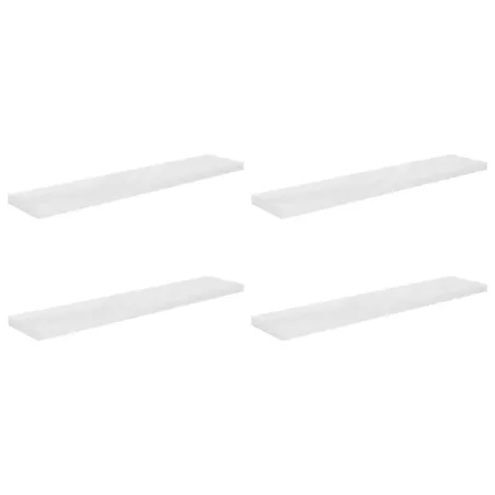 Étagère murale flottante 4pcs Blanc brillant 120x23,5x3,8cm MDF