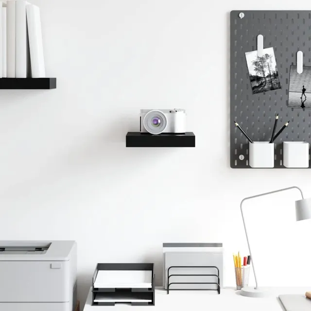 Étagère murale flottante Noir brillant 23x23,5x3,8 cm MDF